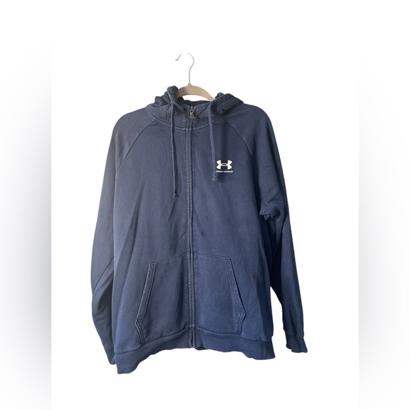 Under Armour Full Zip Hoodie XL Navy Blue Cotton Blend - Picture 1 of 8